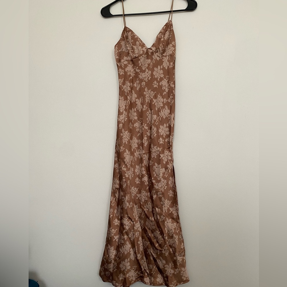 Brown and pink floral dress